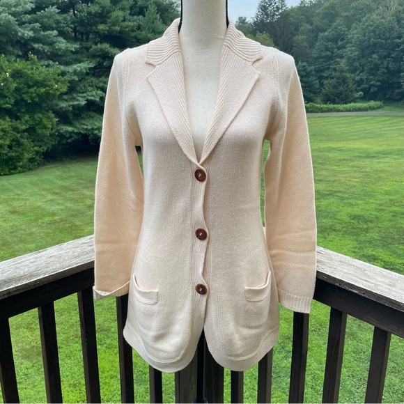 Iris Von Arnim sweater cardigan longline knit luxury cashmere ivory Italy medium - Picture 1 of 16